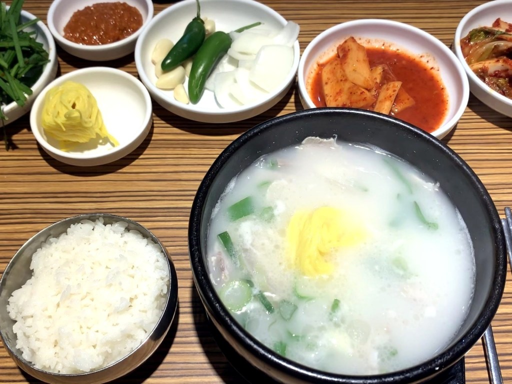 Korean pork and rice soup dwaeji-gukbap in Busan