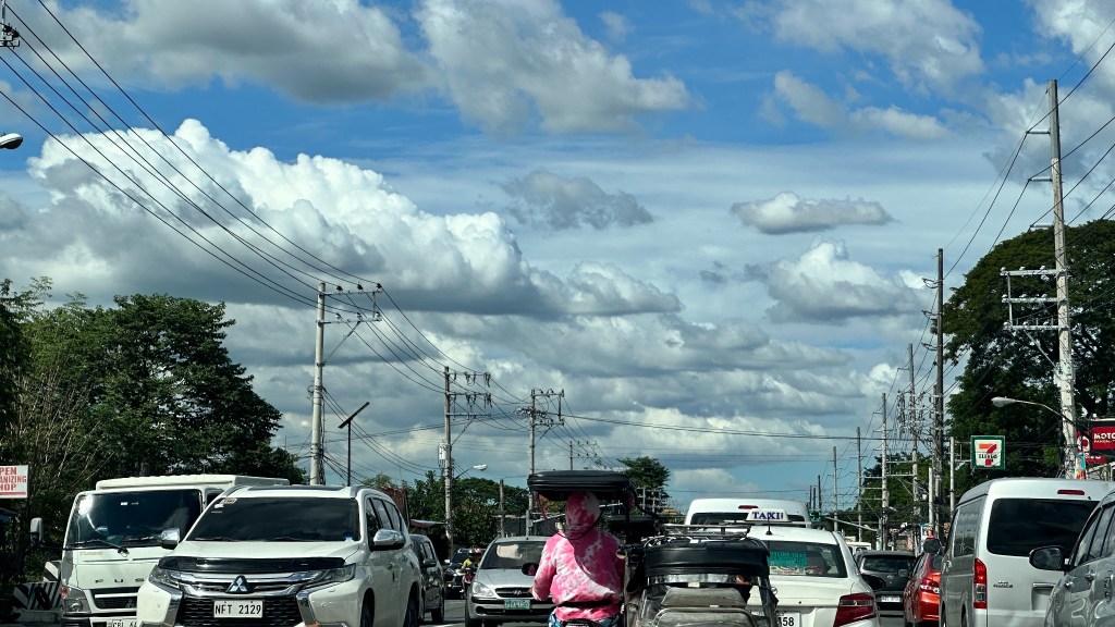 Traffic on an everyday street in Angeles City in the Philippines